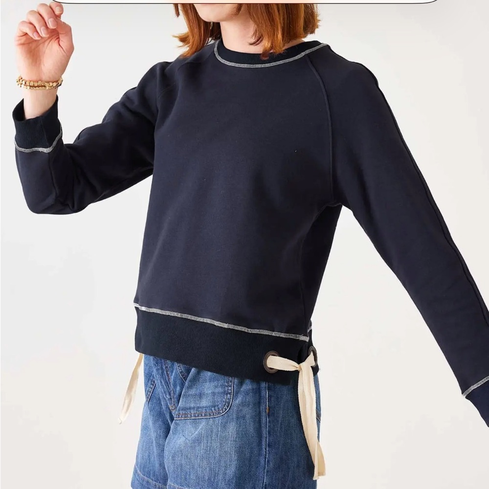 Mersea Navy Sweatshirt with Bow Accents - Picture 6 of 10